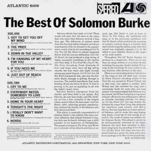 SOLOMON BURKE, The Best Of Solomon Burke (Atlantic; SD 8109, US 1965, Company Inner) LP G/G+ - Image 2