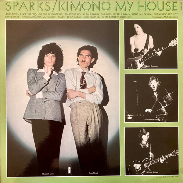 SPARKS, Kimono My House (Island Records; ILPS 9272, UK 1974, Laminated Sleeve, Inner, Multiple Sound pressing) LP VG/VG - Image 2