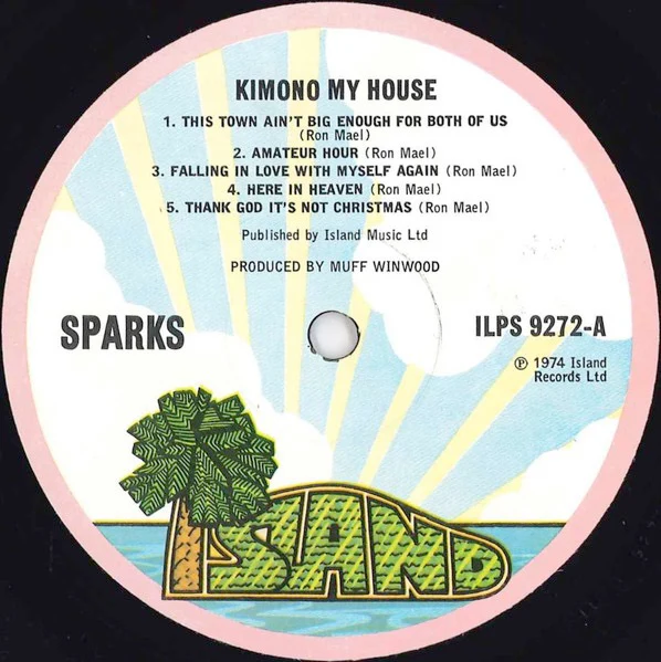 SPARKS, Kimono My House (Island Pink Rim; ILPS 9272, UK 1974, Laminated, Pinched Spine Sleeve, Inner, EMI Pressing) LP VG/VG - Image 3