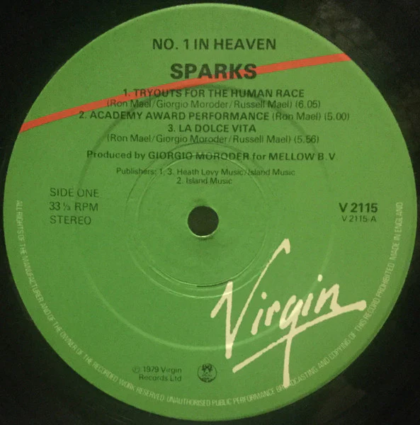 SPARKS, No 1 In Heaven (Virgin; V2119, UK 1979, Inner, With Giorgio Moroder) LP VG/G+ - Image 3
