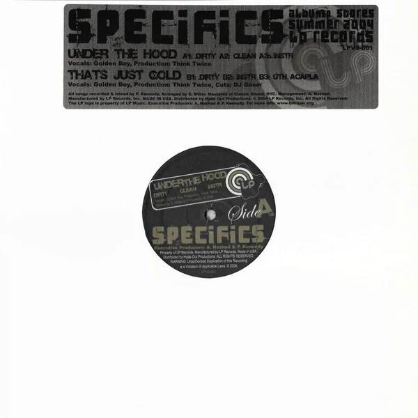 SPECIFICS, Under The Hood / That's Just Gold (LP Records ; LPVS-001, Japan 2004) 12" /G+