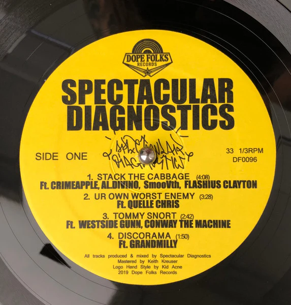 SPECTACULAR DIAGNOSTICS, S/T EP (Dope Folks; DF0096, US 2019, Company Sleeve, Limited Edition) LP VG+/VG+ - Image 2