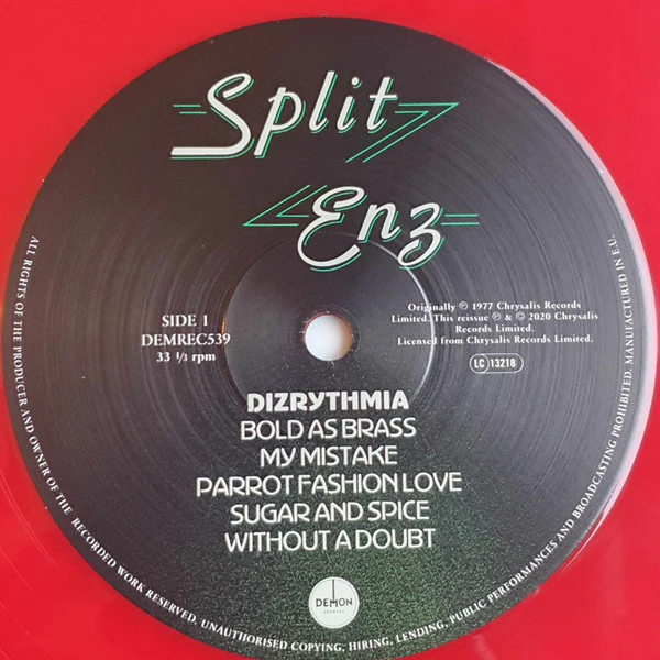 SPLIT ENZ, Dizrythmia (Demon Records; DEMREC539, Worldwide 2020, Red vinyl) LP EX/EX - Image 3