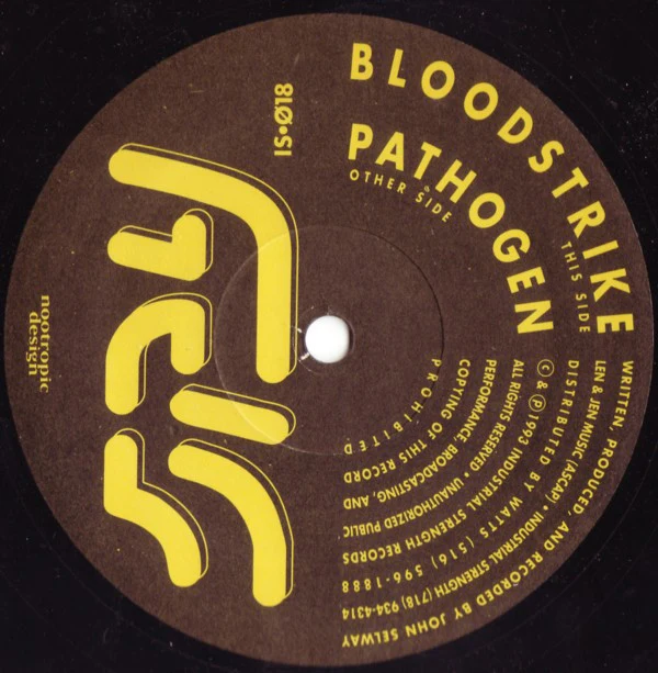 SPY, Bloodstrike / Pathogen (Industrial Strength Records ; IS018, US 1993, Stickered Plain Sleeve) 12" /VG
