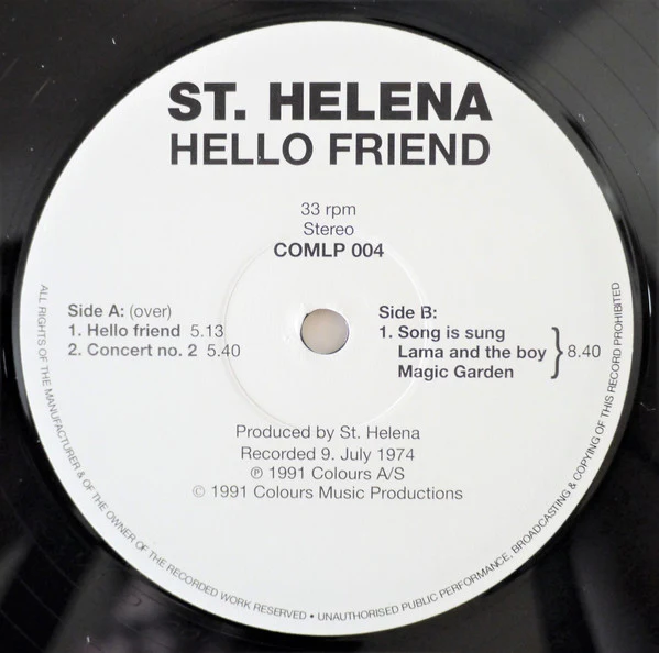 ST. HELENA, Hello Friend (Colours; COMLP 004, Norway 1991, Booklet), SALE - Up to 50% Off the Original Price  12" EP VG+/EX - Image 3