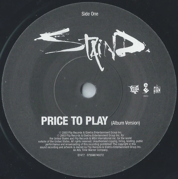 STAIND, Price To Play (Elektra; E7417, UK 2003, Picture Sleeve, Numbered, Limited Edition), SALE - Up to 50% Off the Original Price  7" VG+/VG+ - Image 3