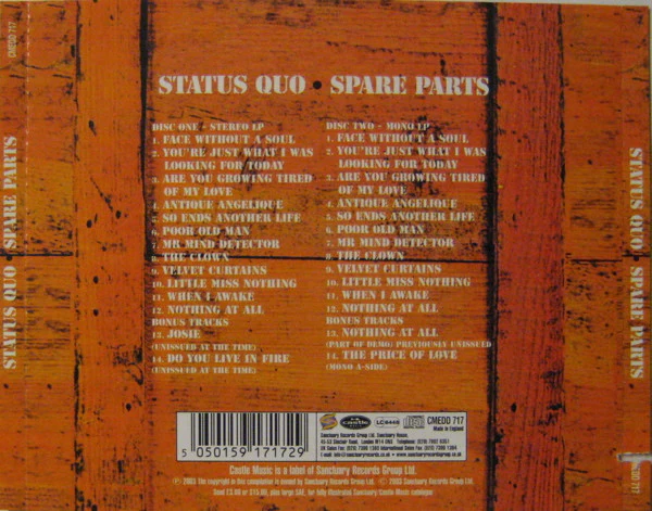 STATUS QUO, Spare Parts (Castle Music; CMEDD 717, UK 2003 Reissue, Slipcase With Hype Sticker) 2xCD VG+/VG+ - Image 2