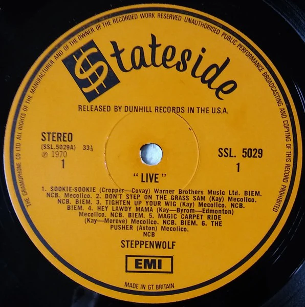STEPPENWOLF, Live (Stateside Orange Labels With 33 1/3 Indicator; SSL 5029, UK 1970, Laminated Front Sleeve) LP VG/VG - Image 3