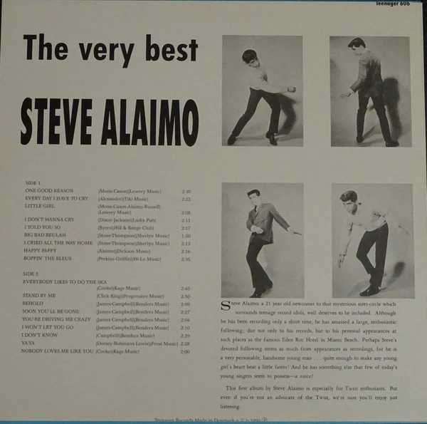 STEVE ALAIMO, The Very Best (Teenager Records; TEENAGER 606, Denmark 1990), SALE - Up to 50% Off the Original Price  LP VG+/VG+ - Image 2