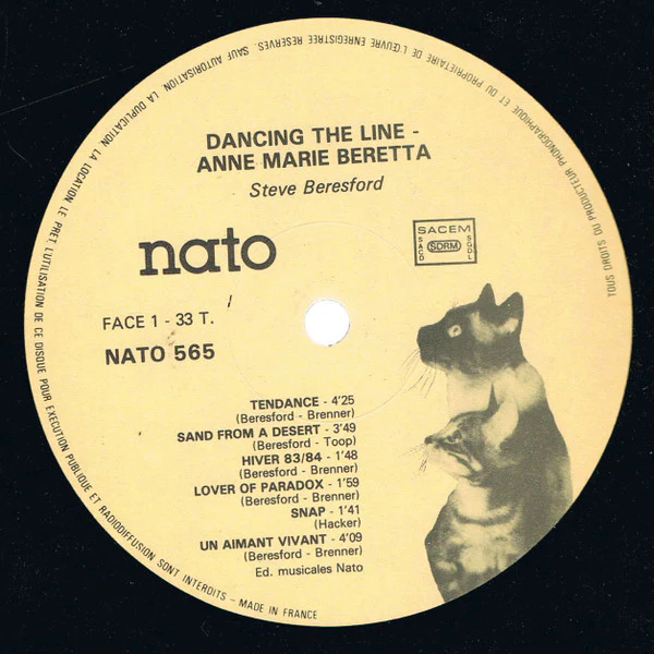 STEVE BERESFORD & ANNE MARIE BERETTA, Dancing The Line (nato; nato 565, France 1985, Gatefold, Inner) LP VG/VG - Image 3