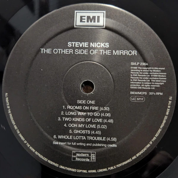 STEVIE NICKS, The Other Side Of The Mirror (Modern Records; 91245-1, UK 2000 Reissue, Insert, Limited Edition 180g vinyl) LP VG/VG+ - Image 3