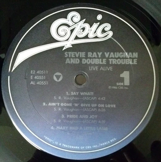 STEVIE RAY VAUGHAN AND DOUBLE TROUBLE, Live Alive (Epic; E2 40511, US 1986, Gatefold, Carrollton Pressing) 2xLP VG/VG - Image 3