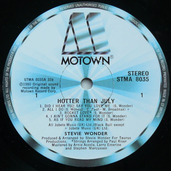 STEVIE WONDER, Hotter Than July (Motown; STMA 8035, UK 1980, Gatefold, Inner) LP G+/G+ - Image 3