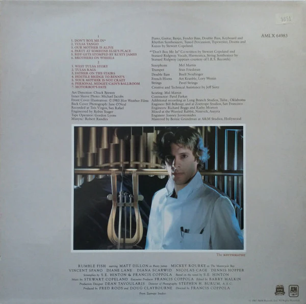 STEWART COPELAND, Rumble Fish (Original Motion Picture Soundtrack) (A&M Records; AMLX 64983, UK 1983) LP VG/VG - Image 2