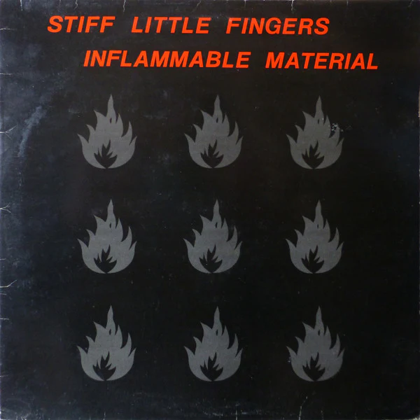 STIFF LITTLE FINGERS, Inflammable Material (Rough Trade; ROUGH 1, UK 1979, Inner, WEA Press, 'Rigid Digits' Credit) LP VG/VG