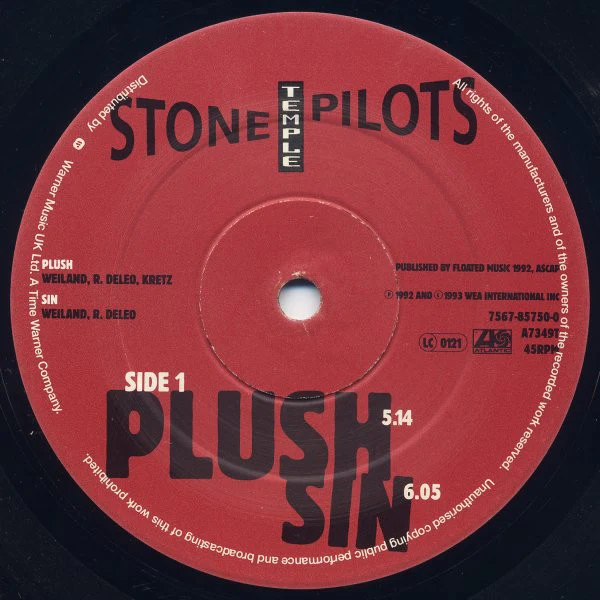 STONE TEMPLE PILOTS, Plush (Atlantic; A7349T, UK 1993, Stickered Picture Sleeve) 12" VG/G+ - Image 3