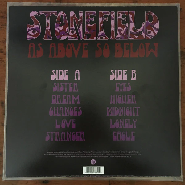 STONEFIELD, As Above, So Below (Rebel Union; 0002, US 2017, Australian Heavy Psych Rock, Marble Yellow Vinyl) LP VG+/VG+ - Image 2