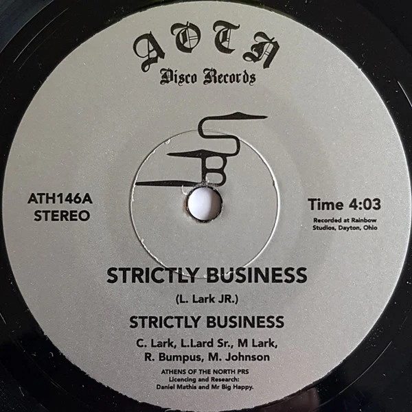 STRICTLY BUSINESS, Strictly Business / Still In Love (Athens Of The North; ATH146, UK 2025 Reissue, Card pic sleeve) 7" EX/EX - Image 2