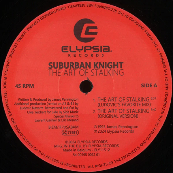 SUBURBAN KNIGHT, The Art Of Stalking (Remastered) (Elypsia; ELY11512, Belgium 2024, Plain Sleeve, Black Inner) 12" /VG+