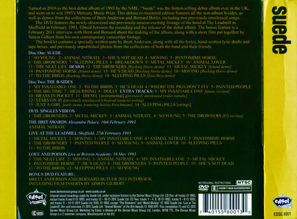 SUEDE, Suede (Edsel Records ; EDSG 8001, UK & Europe 2011, Quadruple Digipak, Booklet, 2CDs & DVD) 3xCD VG+/VG+ - Image 2