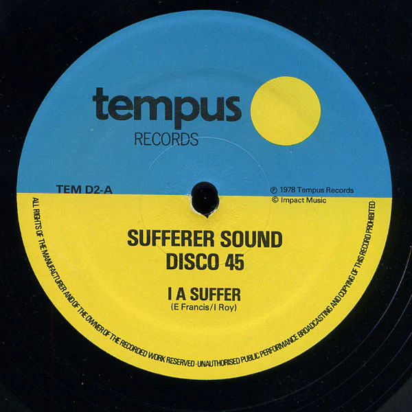 SUFFERER SOUND, I A Suffer / National Front (Tempus Records; TEMD 2, UK 1978, Company Sleeve) 12" VG/VG+ - Image 2