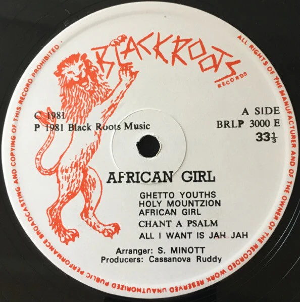 SUGAR MINOTT, African Girl (Black Roots; BR LP 3000 E, UK 1981, Red print on white.) LP G+/G+ - Image 3