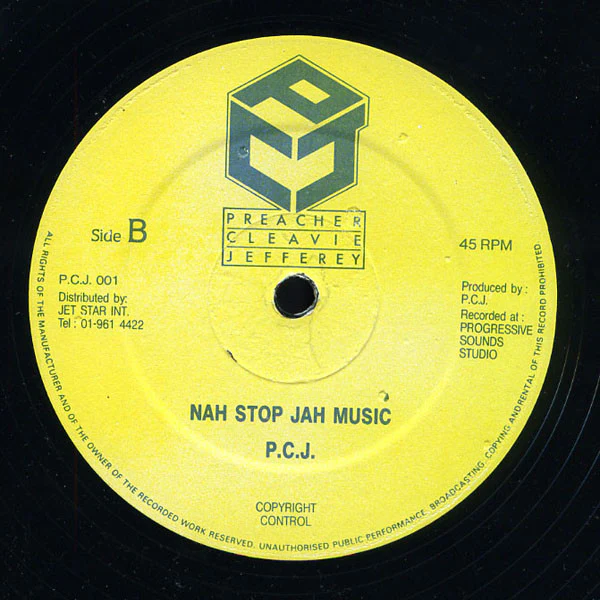 SUGAR MINOTT & P.C.J., Can't Stop Jah Music (Preacher Cleavie Jefferey; P.C.J. 001, UK ) 12" /VG+ - Image 2
