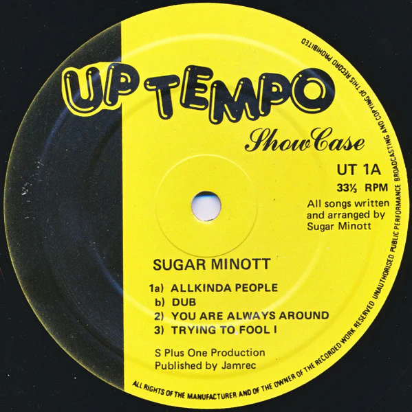 SUGAR MINOTT, Show Case (Uptempo Records; UT 1, UK 1983, Reggae Disco 45 Sleeve) 10" LP /G+