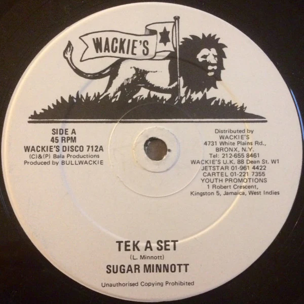 SUGAR MINOTT, Tek A Set (Wackie's; WACKIE'S DISCO 712, UK & US 1980s) 12" /G+