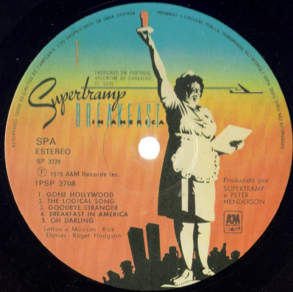 SUPERTRAMP, Breakfast In America (A&M Records; 1PSP-3708, Portugal 1979, Inner) LP VG/VG - Image 3