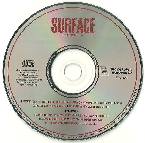 SURFACE, Surface (Funkytowngrooves; FTG 308, US 2012) CD EX/M - Image 3