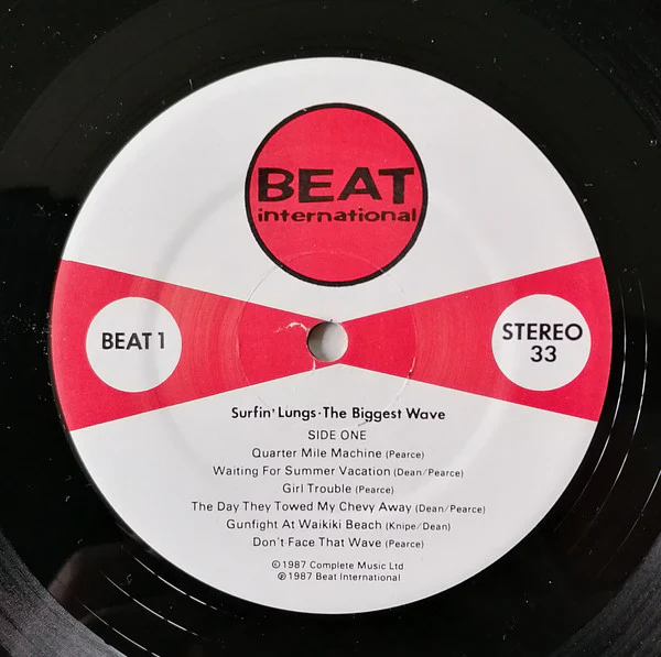 SURFIN' LUNGS, The Biggest Wave (Beat International; BEAT 1, UK 1988), SALE - Up to 50% Off the Original Price  LP VG/VG+ - Image 3