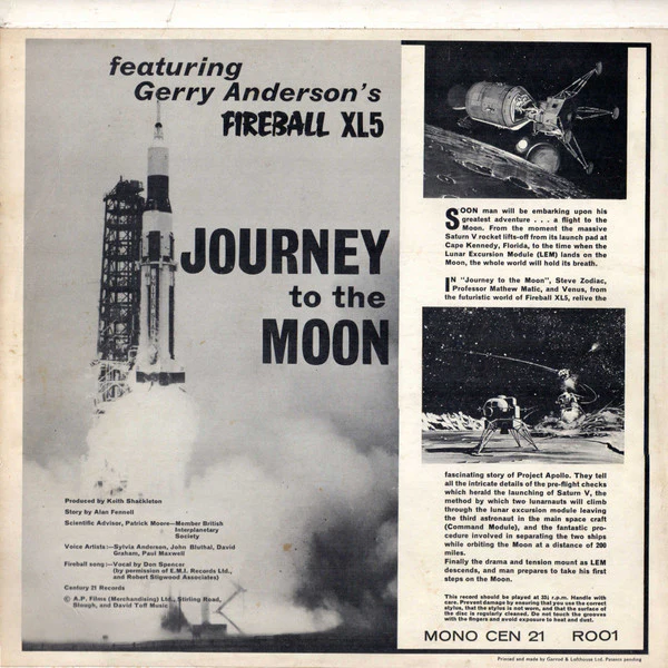 SYLVIA ANDERSON / JOHN BLUTHAL / DAVID GRAHAM (7) / PAUL MAXWELL, Journey To The Moon (Century 21 Records; R001, UK 1965) LP VG/VG - Image 2