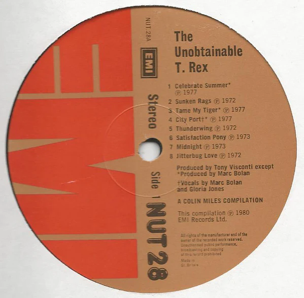 T. REX, The Unobtainable T. Rex (EMI; NUT 28, UK 1980), SALE - Up to 50% Off the Original Price  LP VG/VG+ - Image 3