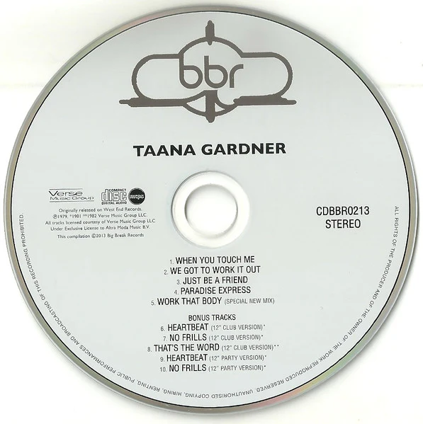 TAANA GARDNER, Taana Gardner (Big Break Records; CDBBR 0213, UK 2013 Reissue) CD VG+/VG+ - Image 3