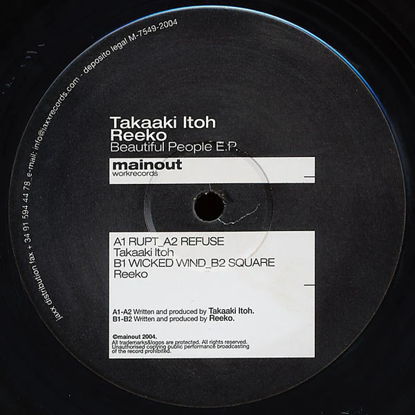 TAKAAKI ITOH / REEKO, Beautiful People E.P. (Mainout; MO.06, Spain 2004), SALE - Up to 50% Off the Original Price  12" /VG