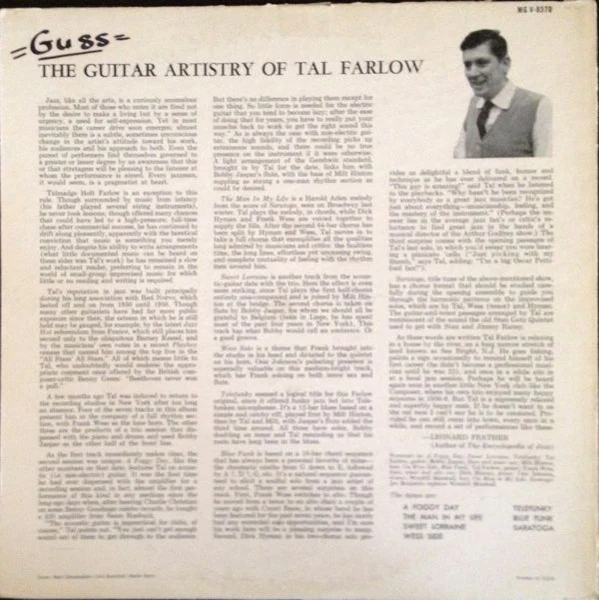 TAL FARLOW, The Guitar Artistry Of Tal Farlow (Verve Records; MG V 8370, US 1959) LP G/VG - Image 2