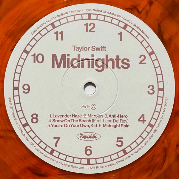 TAYLOR SWIFT, Midnights (Republic Records; 2445790067, Europe 2022, Gatefold, Inner & Booklet, Blood Moon Marbled Vinyl) LP EX/EX - Image 3