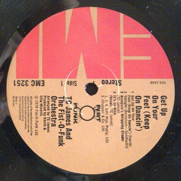 TC JAMES AND THE FIST-O-FUNK ORCHESTRA, Get Up On Your Feet (Keep On Dancin') (EMI; EMC 3251, UK 1978) LP VG/VG - Image 3