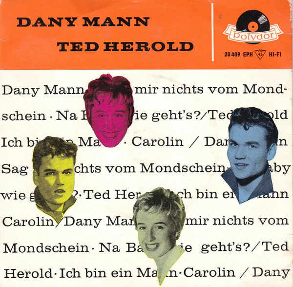 TED HEROLD / DANY MANN, Ich Bin Ein Mann (Polydor ; 20 489 EPH, Germany 1959, Picture Sleeve) 7" EP VG/VG
