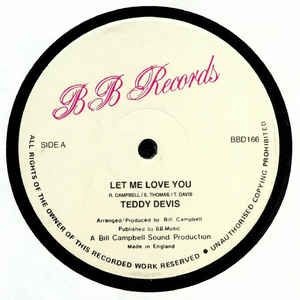 TEDDY DAVIS, Tity Connection / Let Me Love You (BB Records; BBD 166, UK 1980s) 12" /VG