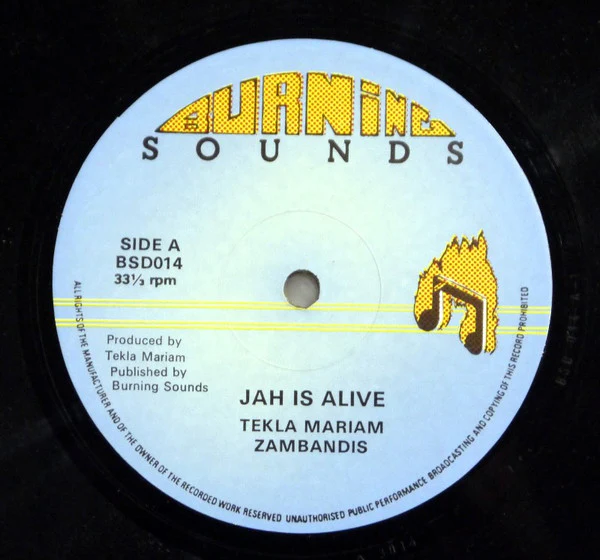 TEKLA MARIAM / ZABANDIS, Jah Is Alive / Freedom Fighter (Burning Sounds; BSD014, UK 1980s, Company Sleeve) 12" VG/VG - Image 2