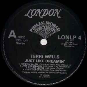 TERRI WELLS, Just Like Dreamin' (London Records; LONLP 4, UK 1984) LP G+/VG+ - Image 3