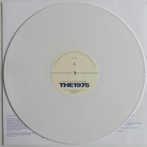 THE 1975, Being Funny In A Foreign Language (Dirty Hit; DH01499, Europe 2022, Sleeve In Stickered PVC, Inner & Insert, White Indies Exclusive Vinyl ) LP VG+/EX - Image 3