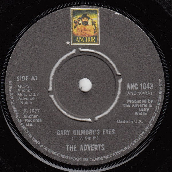 THE ADVERTS, Gary Gilmore's Eyes / Bored Teenagers (Anchor; ANC 1043, UK 1977, Picture Sleeve, Push Out Centre. A1 / A2, No Text At Top Of Anchor Logo On Labels.) 7" VG/VG - Image 3