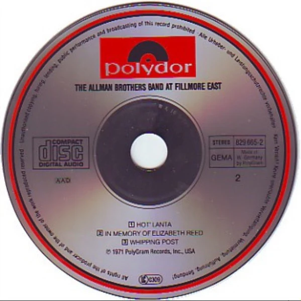 THE ALLMAN BROTHERS BAND, The Allman Brothers Band At Fillmore East (Polydor; 823 273-2, Germany 1986 Reissue, Booklet) 2xCD VG/VG - Image 3