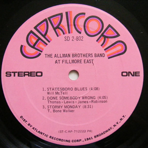 THE ALLMAN BROTHERS BAND, The Allman Brothers Band At Fillmore East (Capricorn Records; SD 2-802, US 1971, Gatefold, Presswell Pressing) LP VG/VG - Image 3