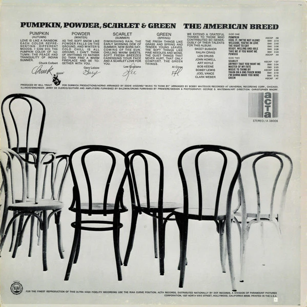 THE AMERICAN BREED, Pumpkin, Powder, Scarlet & Green (Acta Records; A-38006, US 1968, Pasteback Sleeve, Indianapolis Pressing) LP VG/VG - Image 2