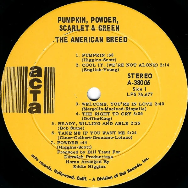 THE AMERICAN BREED, Pumpkin, Powder, Scarlet & Green (Acta Records; A-38006, US 1968, Pasteback Sleeve, Indianapolis Pressing) LP VG/VG - Image 3