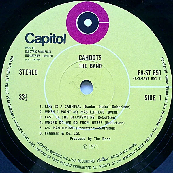 THE BAND, Cahoots (Capitol Green; EAST651, UK 1971, Gatefold) LP VG/VG - Image 3